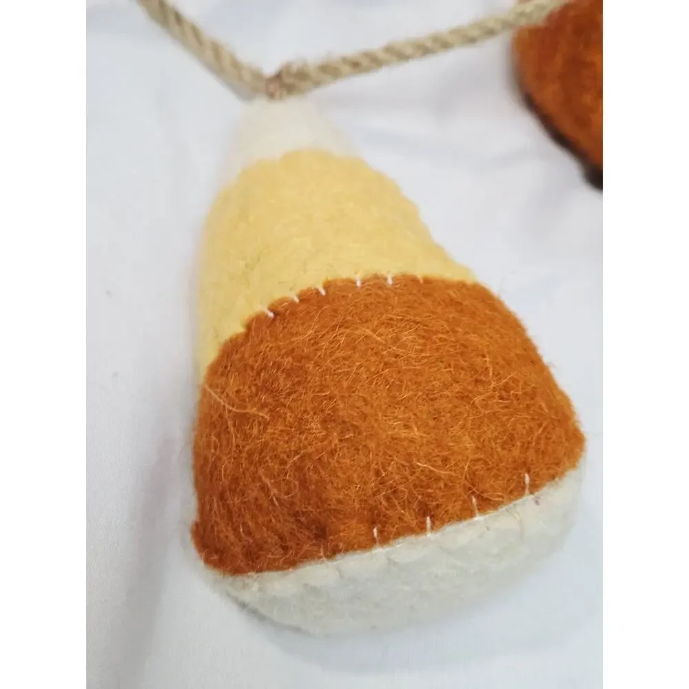 Fall Pumpkin Candy Corn Wool Felt Garland 7ft Tiered Tray Decor Jack O Lantern